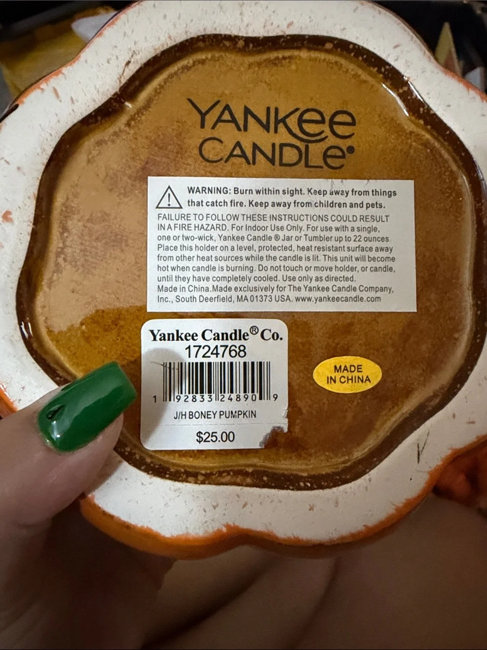 Yankee Candle Orange Jack-O'-Lantern Ceramic Face candle holder